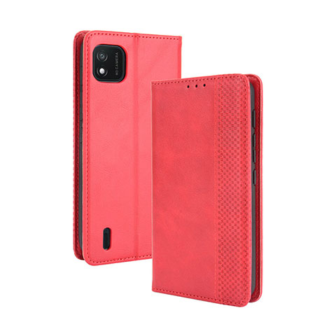 Funda de Cuero Cartera con Soporte Carcasa BY4 para Wiko Y62 Rojo