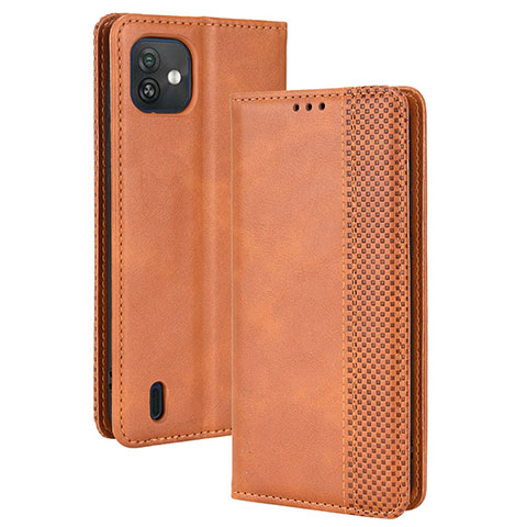 Funda de Cuero Cartera con Soporte Carcasa BY4 para Wiko Y82 Marron