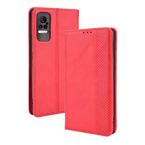 Funda de Cuero Cartera con Soporte Carcasa BY4 para Xiaomi Civi 1S 5G Rojo