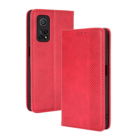 Funda de Cuero Cartera con Soporte Carcasa BY4 para Xiaomi Mi 10T 5G Rojo