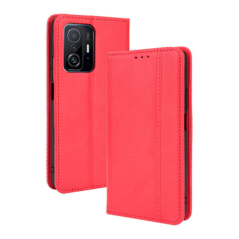 Funda de Cuero Cartera con Soporte Carcasa BY4 para Xiaomi Mi 11T 5G Rojo
