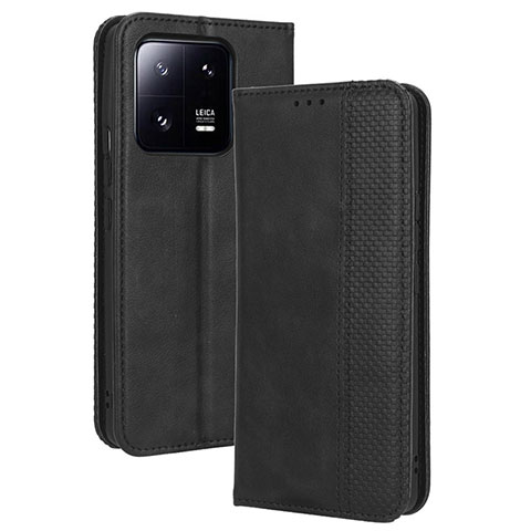 Funda de Cuero Cartera con Soporte Carcasa BY4 para Xiaomi Mi 13 5G Negro