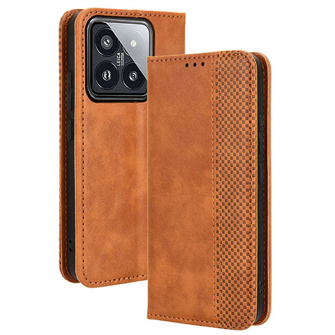 Funda de Cuero Cartera con Soporte Carcasa BY4 para Xiaomi Mi 14 Pro 5G Marron