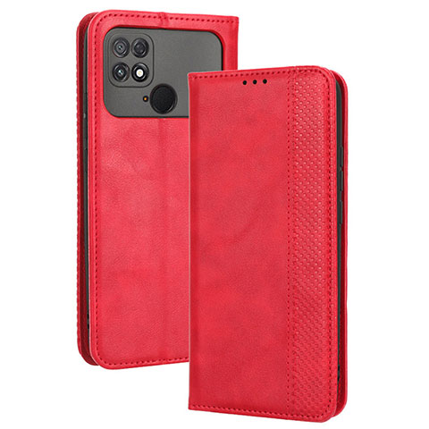 Funda de Cuero Cartera con Soporte Carcasa BY4 para Xiaomi Poco C40 Rojo