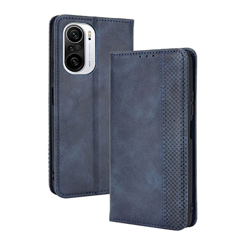 Funda de Cuero Cartera con Soporte Carcasa BY4 para Xiaomi Poco F3 5G Azul