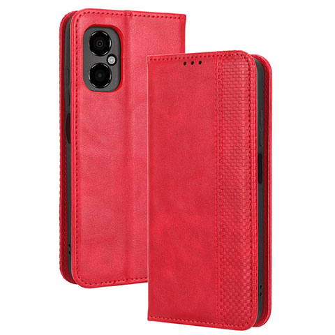 Funda de Cuero Cartera con Soporte Carcasa BY4 para Xiaomi Poco M4 5G Rojo