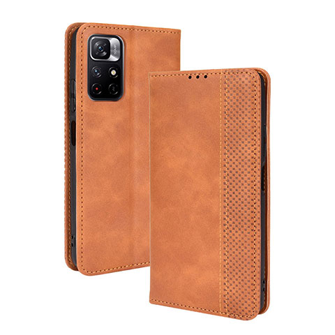 Funda de Cuero Cartera con Soporte Carcasa BY4 para Xiaomi Poco M4 Pro 5G Marron