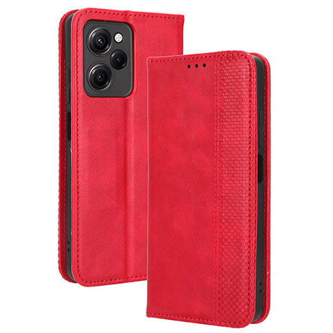 Funda de Cuero Cartera con Soporte Carcasa BY4 para Xiaomi Poco X5 Pro 5G Rojo