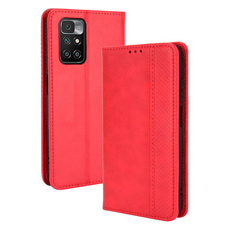 Funda de Cuero Cartera con Soporte Carcasa BY4 para Xiaomi Redmi 10 (2022) Rojo