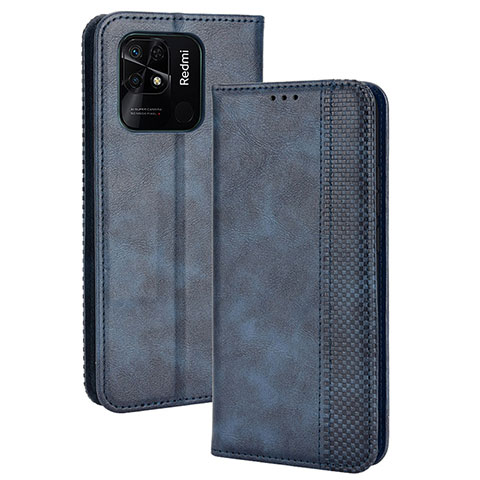 Funda de Cuero Cartera con Soporte Carcasa BY4 para Xiaomi Redmi 10 India Azul