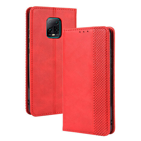 Funda de Cuero Cartera con Soporte Carcasa BY4 para Xiaomi Redmi 10X Pro 5G Rojo