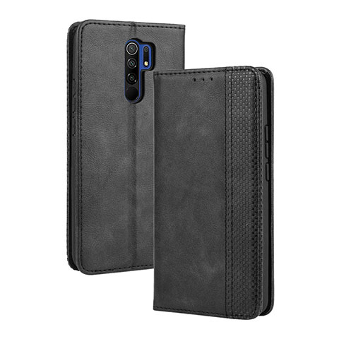 Funda de Cuero Cartera con Soporte Carcasa BY4 para Xiaomi Redmi 9 Negro