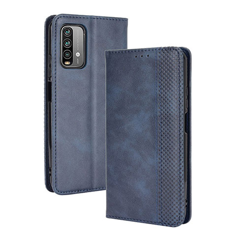 Funda de Cuero Cartera con Soporte Carcasa BY4 para Xiaomi Redmi 9 Power Azul