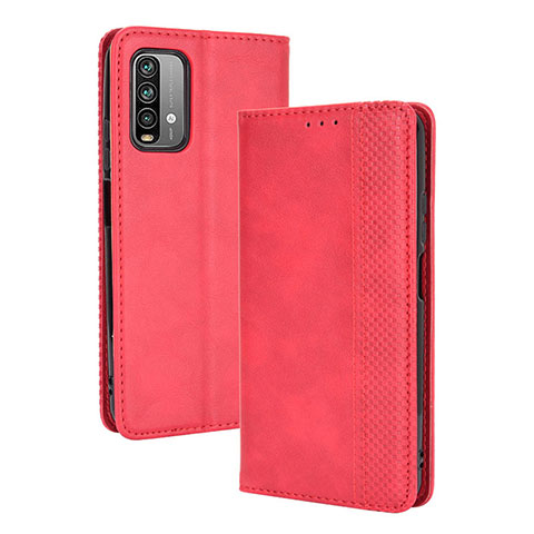 Funda de Cuero Cartera con Soporte Carcasa BY4 para Xiaomi Redmi 9 Power Rojo