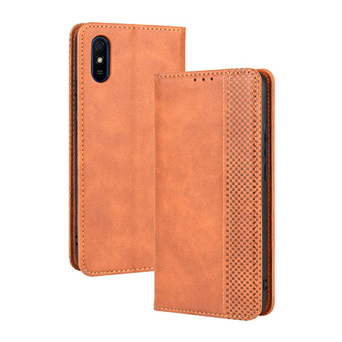 Funda de Cuero Cartera con Soporte Carcasa BY4 para Xiaomi Redmi 9i Marron