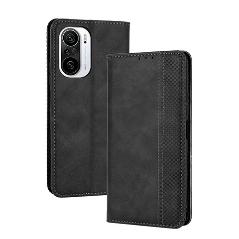 Funda de Cuero Cartera con Soporte Carcasa BY4 para Xiaomi Redmi K40 5G Negro