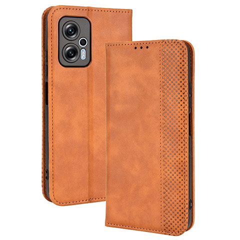 Funda de Cuero Cartera con Soporte Carcasa BY4 para Xiaomi Redmi K50i 5G Marron