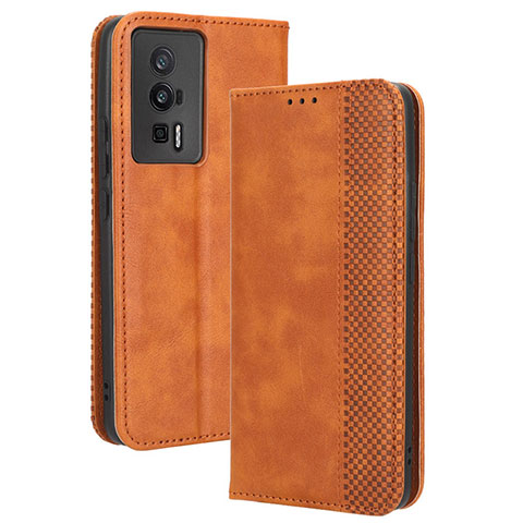 Funda de Cuero Cartera con Soporte Carcasa BY4 para Xiaomi Redmi K60 Pro 5G Marron