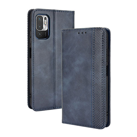 Funda de Cuero Cartera con Soporte Carcasa BY4 para Xiaomi Redmi Note 10 5G Azul