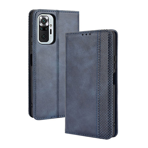 Funda de Cuero Cartera con Soporte Carcasa BY4 para Xiaomi Redmi Note 10 Pro 4G Azul