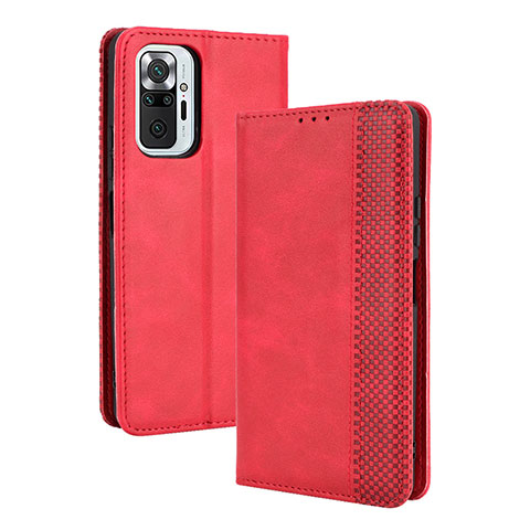 Funda de Cuero Cartera con Soporte Carcasa BY4 para Xiaomi Redmi Note 10 Pro 4G Rojo