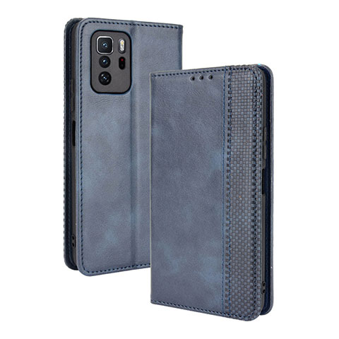 Funda de Cuero Cartera con Soporte Carcasa BY4 para Xiaomi Redmi Note 10 Pro 5G Azul