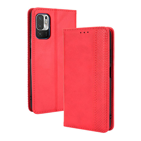 Funda de Cuero Cartera con Soporte Carcasa BY4 para Xiaomi Redmi Note 10T 5G Rojo