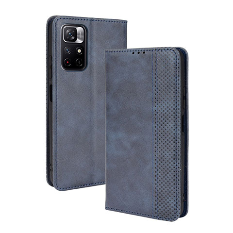 Funda de Cuero Cartera con Soporte Carcasa BY4 para Xiaomi Redmi Note 11 5G Azul