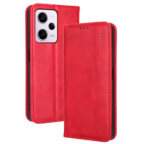 Funda de Cuero Cartera con Soporte Carcasa BY4 para Xiaomi Redmi Note 12 Pro+ Plus 5G Rojo