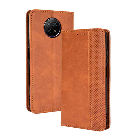 Funda de Cuero Cartera con Soporte Carcasa BY4 para Xiaomi Redmi Note 9 5G Marron