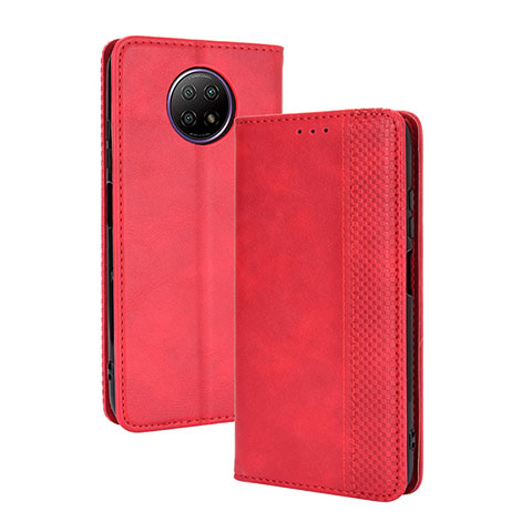 Funda de Cuero Cartera con Soporte Carcasa BY4 para Xiaomi Redmi Note 9T 5G Rojo