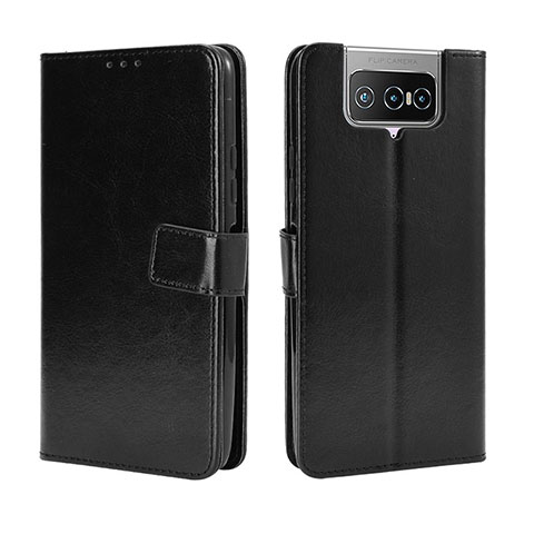 Funda de Cuero Cartera con Soporte Carcasa BY5 para Asus Zenfone 7 ZS670KS Negro