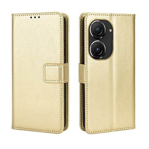 Funda de Cuero Cartera con Soporte Carcasa BY5 para Asus Zenfone 9 Oro