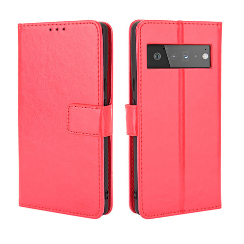 Funda de Cuero Cartera con Soporte Carcasa BY5 para Google Pixel 6 5G Rojo