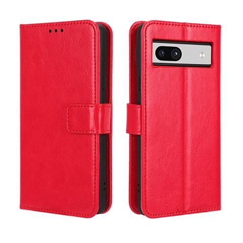 Funda de Cuero Cartera con Soporte Carcasa BY5 para Google Pixel 7a 5G Rojo