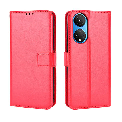 Funda de Cuero Cartera con Soporte Carcasa BY5 para Huawei Honor X7 Rojo