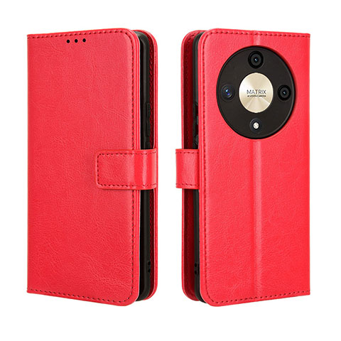 Funda de Cuero Cartera con Soporte Carcasa BY5 para Huawei Honor X9b 5G Rojo