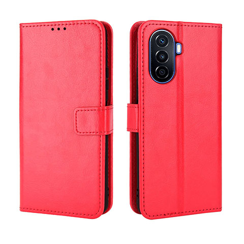 Funda de Cuero Cartera con Soporte Carcasa BY5 para Huawei Nova Y70 Plus Rojo