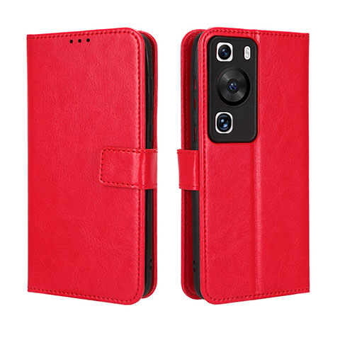 Funda de Cuero Cartera con Soporte Carcasa BY5 para Huawei P60 Rojo