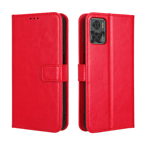 Funda de Cuero Cartera con Soporte Carcasa BY5 para Motorola Moto E22i Rojo