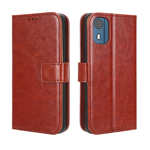 Funda de Cuero Cartera con Soporte Carcasa BY5 para Nokia C02 Marron