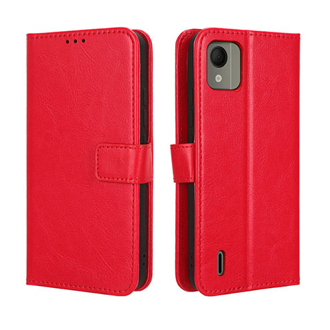 Funda de Cuero Cartera con Soporte Carcasa BY5 para Nokia C110 Rojo