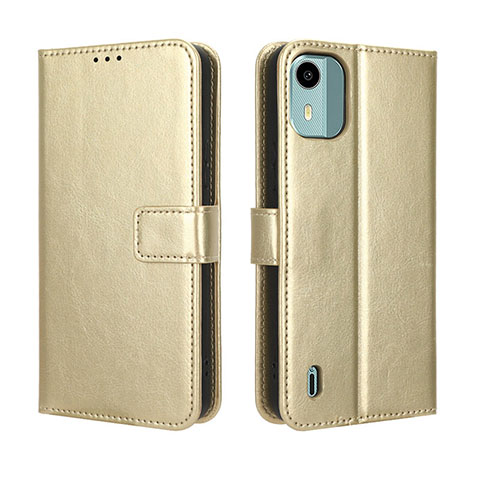 Funda de Cuero Cartera con Soporte Carcasa BY5 para Nokia C12 Oro