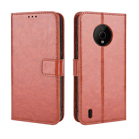 Funda de Cuero Cartera con Soporte Carcasa BY5 para Nokia C200 Marron