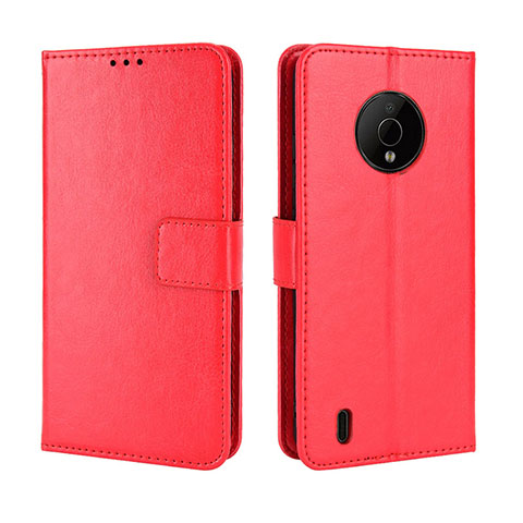 Funda de Cuero Cartera con Soporte Carcasa BY5 para Nokia C200 Rojo