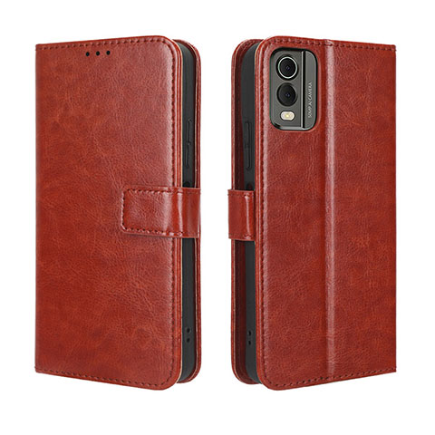 Funda de Cuero Cartera con Soporte Carcasa BY5 para Nokia C210 Marron