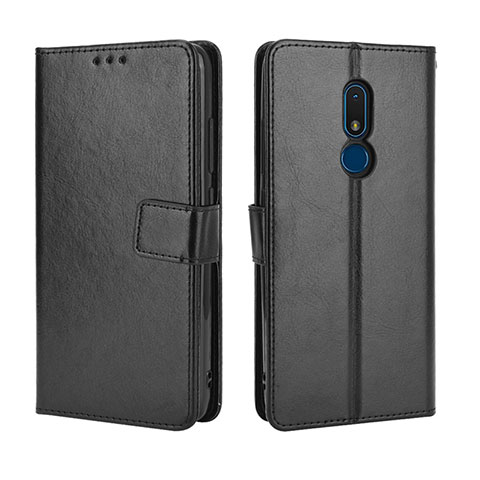 Funda de Cuero Cartera con Soporte Carcasa BY5 para Nokia C3 Negro