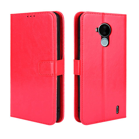 Funda de Cuero Cartera con Soporte Carcasa BY5 para Nokia C30 Rojo