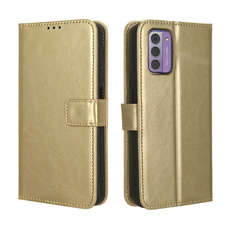 Funda de Cuero Cartera con Soporte Carcasa BY5 para Nokia C300 Oro