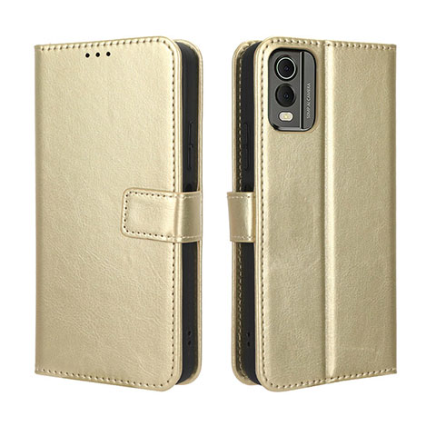 Funda de Cuero Cartera con Soporte Carcasa BY5 para Nokia C32 Oro